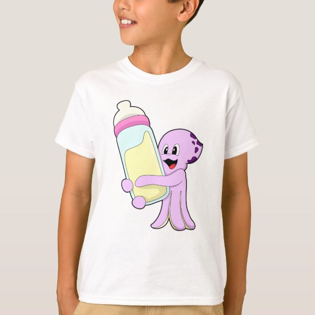 Camiseta Octopus com frasco de bebê Leite (Frente)