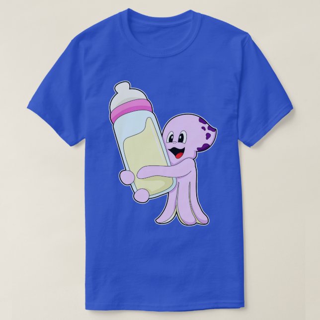 Camiseta Octopus com frasco de bebê Leite (Frente do Design)