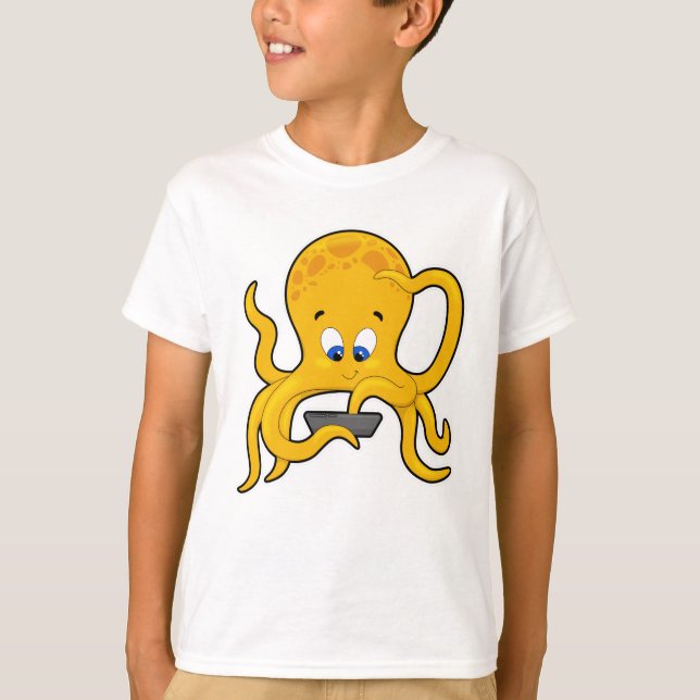 Camiseta Octopus com Laptop (Frente)