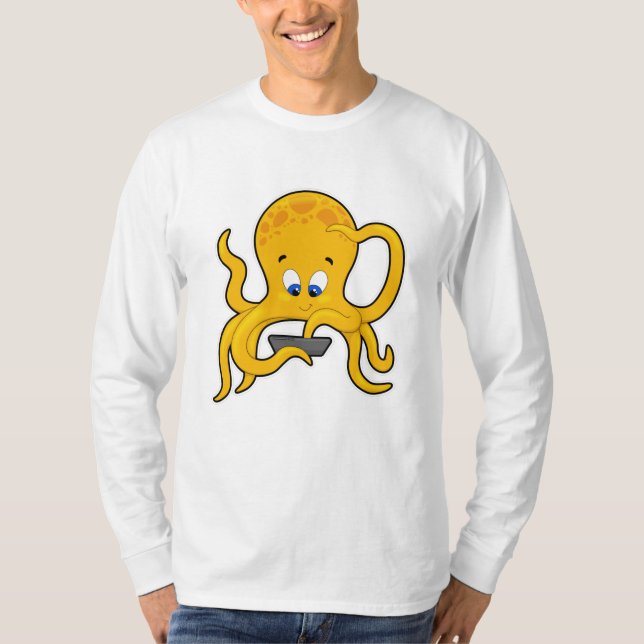 Camiseta Octopus com Laptop (Frente)