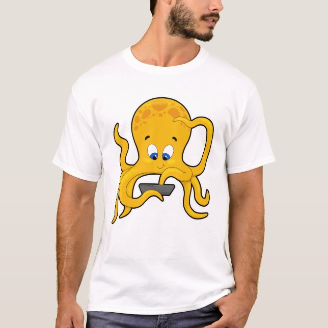 Camiseta Octopus com Laptop (Frente)