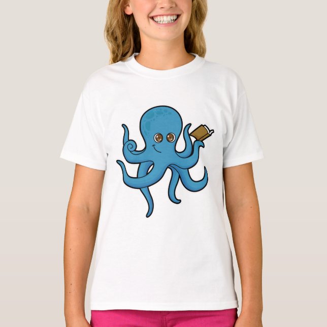 Camiseta Octopus com Livro (Frente)