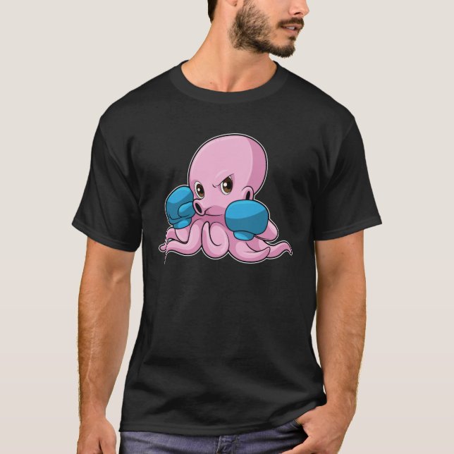 Camiseta Octopus como Boxer com luvas in a box (Frente)