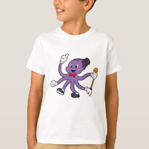 Camiseta Octopus como mágico com chapéu