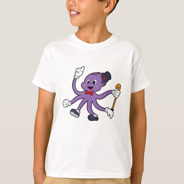 Camiseta Octopus como mágico com chapéu (Frente)