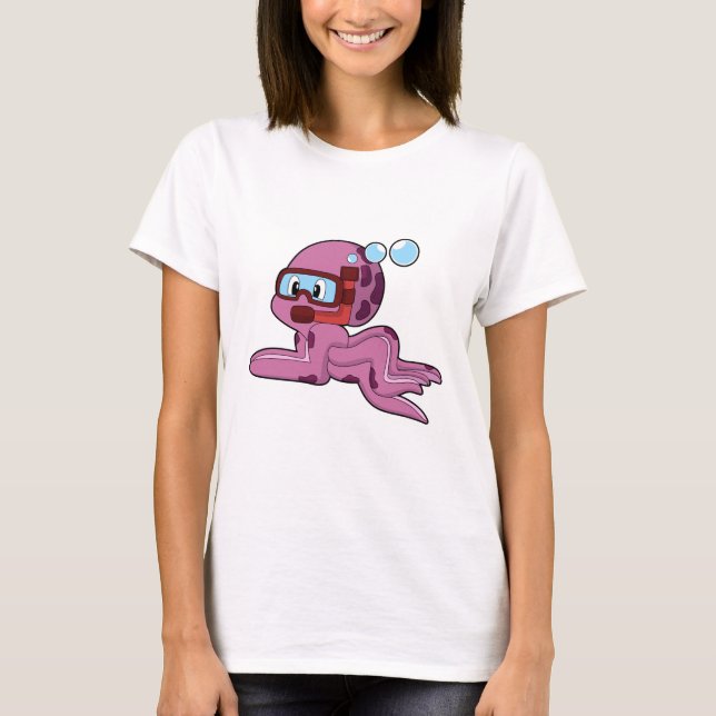 Camiseta Octopus como mergulhador com Snorkel (Frente)