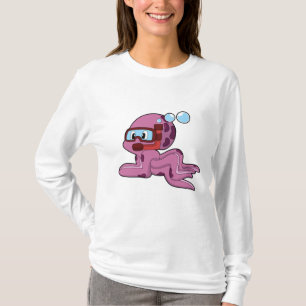 Camiseta Octopus como mergulhador com Snorkel