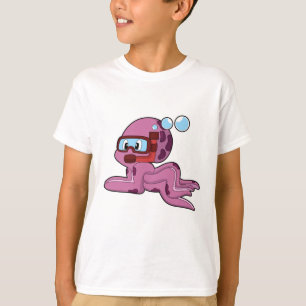 Camiseta Octopus como mergulhador com Snorkel