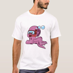 Camiseta Octopus como mergulhador com Snorkel