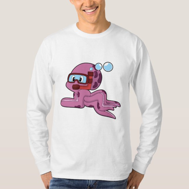 Camiseta Octopus como mergulhador com Snorkel (Frente)