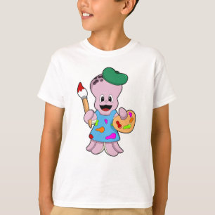 Camiseta Octopus como Pincel com Pincel de Tinta