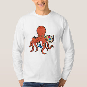 Camiseta Octopus como Pintor com Pintor e Pincel