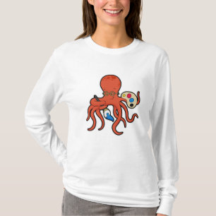 Camiseta Octopus como Pintor com Pintor e Pincel