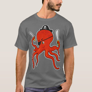 Camiseta Octopus como pirata com faca de espada