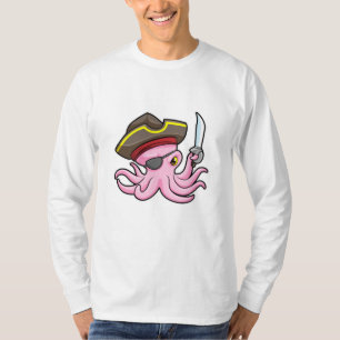 Camiseta Octopus como Pirata com Saber & Eleye