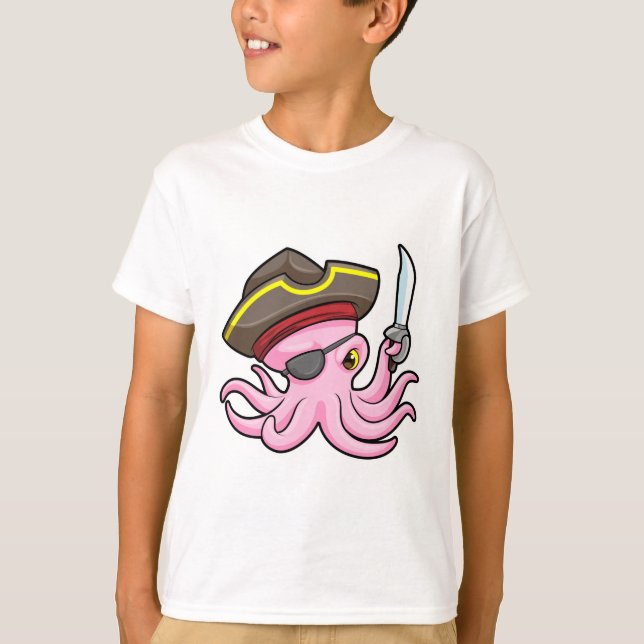 Camiseta Octopus como Pirata com Saber & Eleye (Frente)