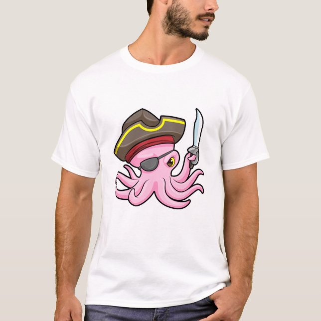 Camiseta Octopus como Pirata com Saber & Eleye (Frente)