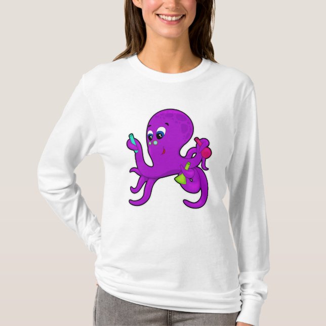 Camiseta Octopus como professor com equipamento de laborató (Frente)
