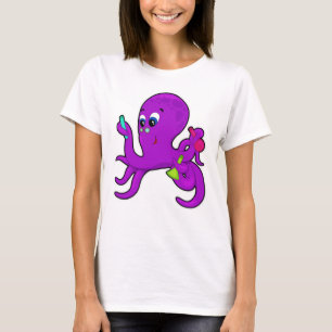 Camiseta Octopus como professor com equipamento de laborató
