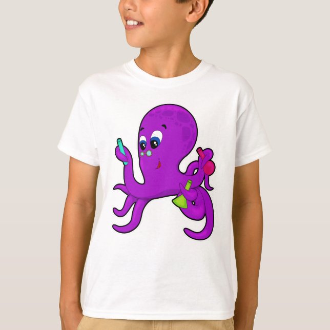 Camiseta Octopus como professor com equipamento de laborató (Frente)