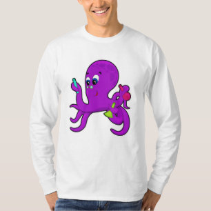 Camiseta Octopus como professor com equipamento de laborató