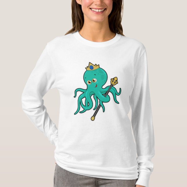 Camiseta Octopus como rei com Trident (Frente)