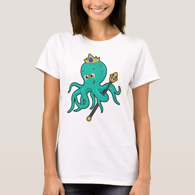 Camiseta Octopus como rei com Trident (Frente)