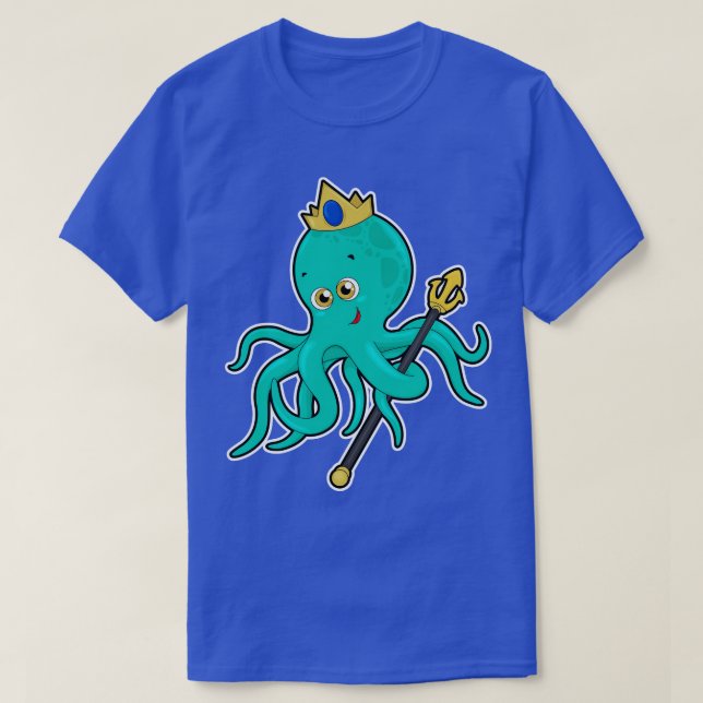 Camiseta Octopus como rei com Trident (Frente do Design)