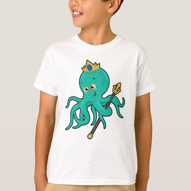 Camiseta Octopus como rei com Trident (Frente)
