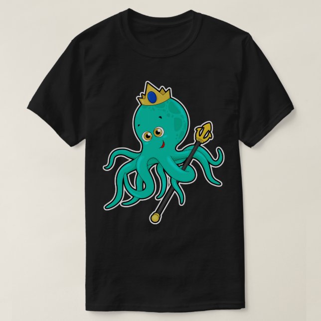 Camiseta Octopus como rei com Trident (Frente do Design)