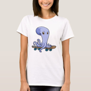 Camiseta Octopus como skater com skate