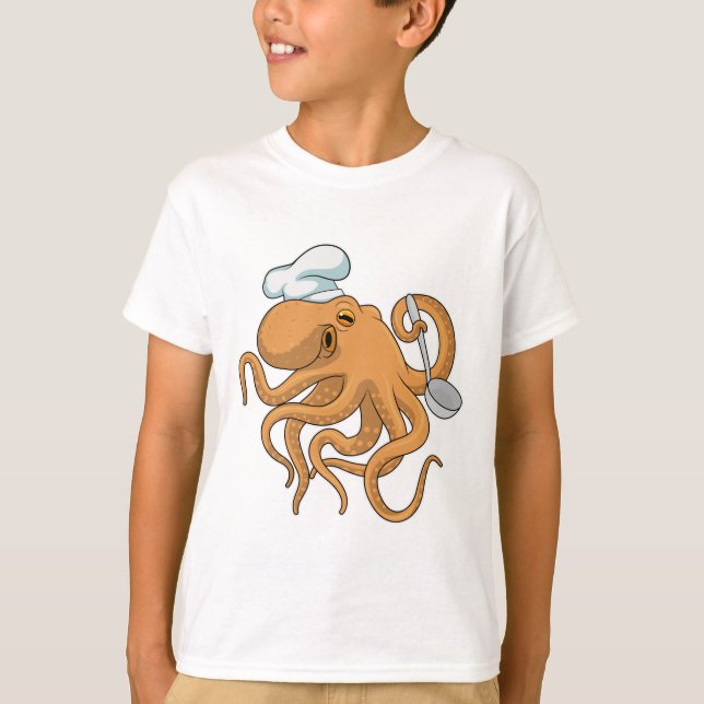 Camiseta Octopus Cook Chef Chapéu (Frente)
