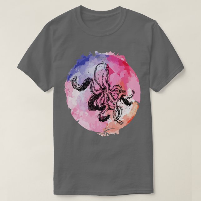 Camiseta Octopus de Aquarela (Frente do Design)
