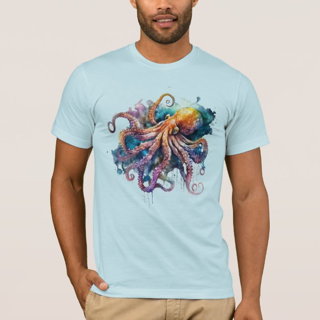 Camiseta Octopus de Aquarela (Frente)