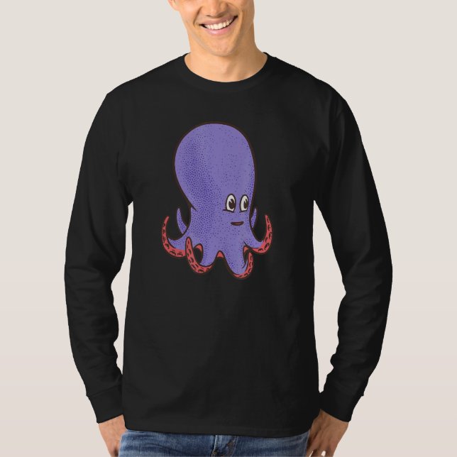 Camiseta Octopus de sorriso púrpura (Frente)
