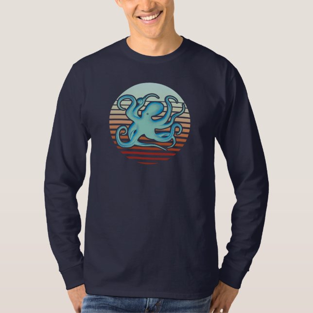 Camiseta Octopus do estilo retrô 70s (Frente)