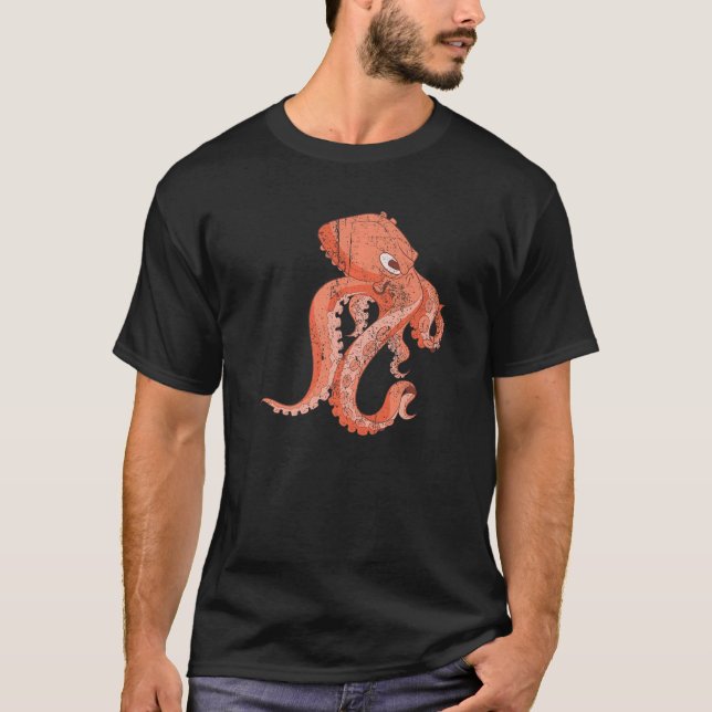 Camiseta Octopus do Monstro do Mar Animal Oceano (Frente)