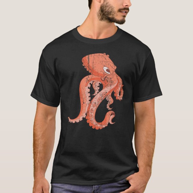 Camiseta Octopus do Monstro do Mar Animal Oceano (Frente)