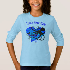 Camiseta Octopus em Dois Tom Azul ▪ - Teto de Capa Longa Bá