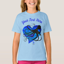 Camiseta Octopus em Dois Tom Azul ▪ - Teto de Capa Longa Bá