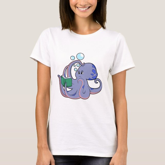 Camiseta Octopus em Leitura com Livro (Frente)