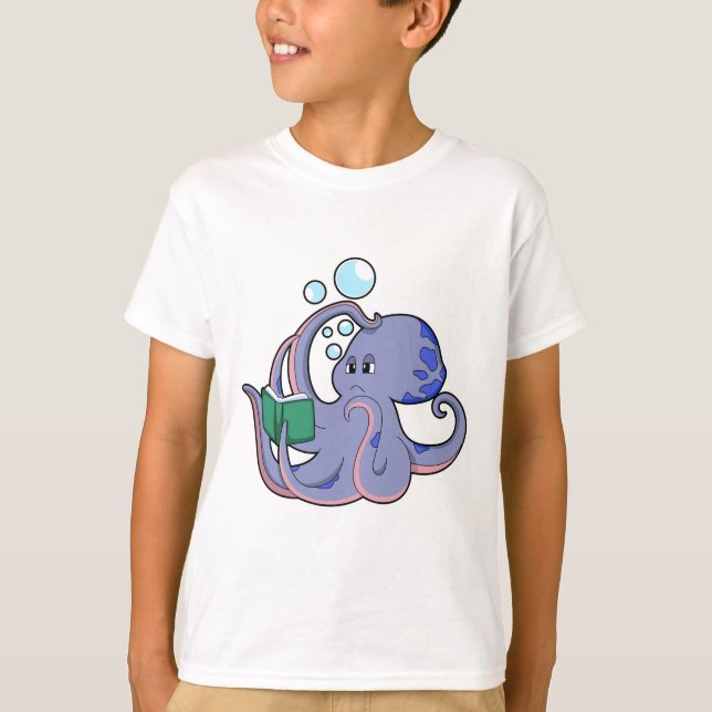 Camiseta Octopus em Leitura com Livro (Frente)