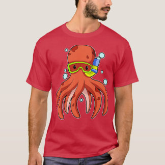Camiseta Octopus em mergulho com os óculos de natação Snork