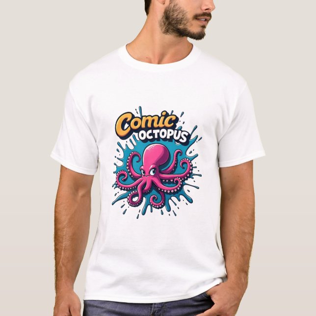 Camiseta Octopus em quadrinhos: diversão e atitude de vida  (Frente)