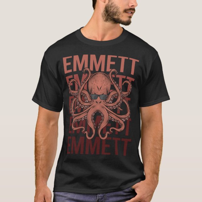 Camiseta Octopus Engraçado - Nome Emmett (Frente)