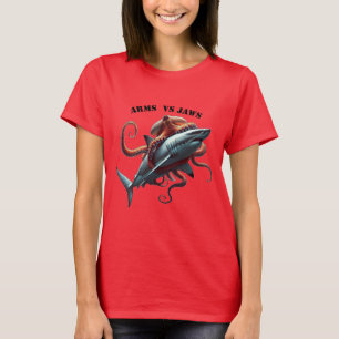 Camiseta Octopus enrolado em torno de um URM de Tubarão Bra