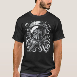 Camiseta Octopus espacial retrô estranho no helicóptero