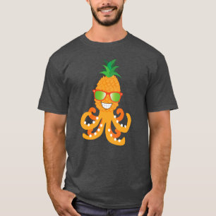 CAMISETA OCTÓPUS EXÓTICO DE PINEAPPLE TROPICAL ENGRAÇADO