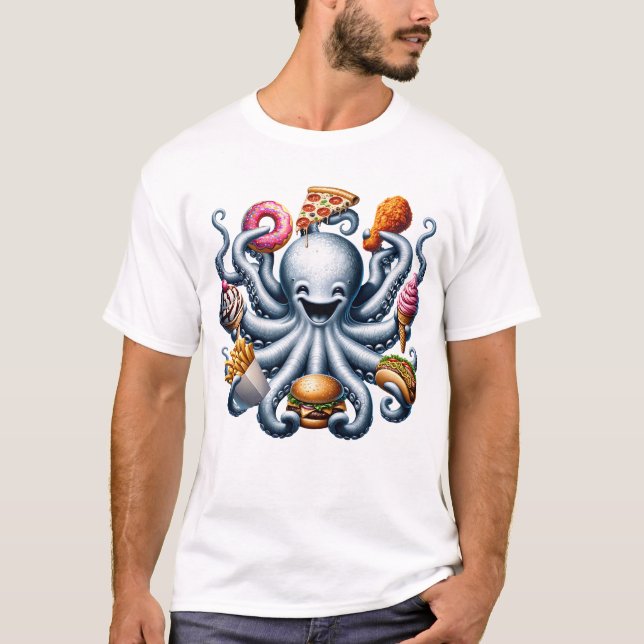 Camiseta Octopus Fast Comida Sorvete Rosquinha Fries france (Frente)