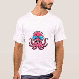 Camiseta Octopus Feliz Vestindo Teto Gráfico de Aviadores A